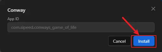 Confirm the App configuration and start installation