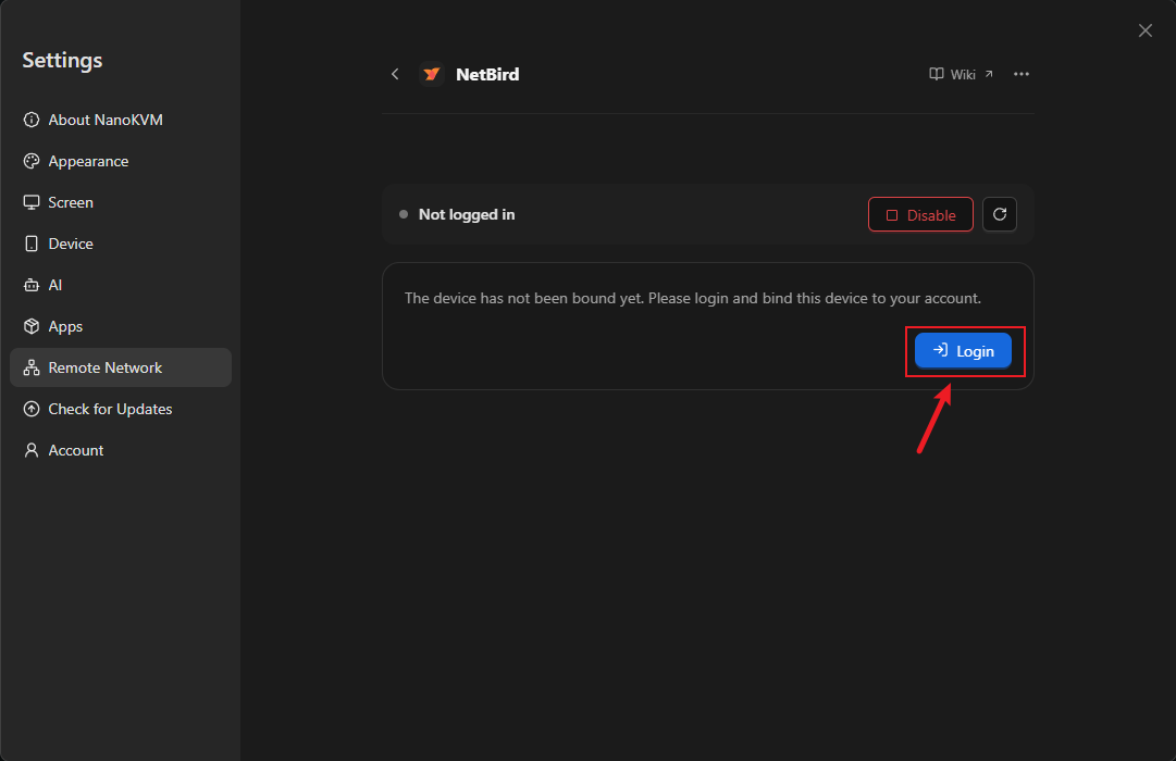 Not logged in state with the Login button