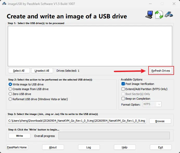 ImageUSB 识别到 NanoKVM Go 设备